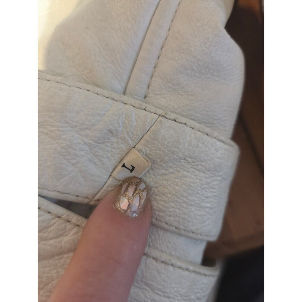 Vintage Y2k Wilsons Leather Fuzzy Lined Coat With Hood White Womens Size Large - Picture 10 of 11